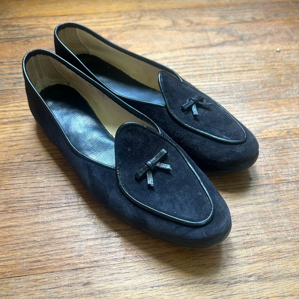 Black Suede Tassel Loafers Elegant Flats